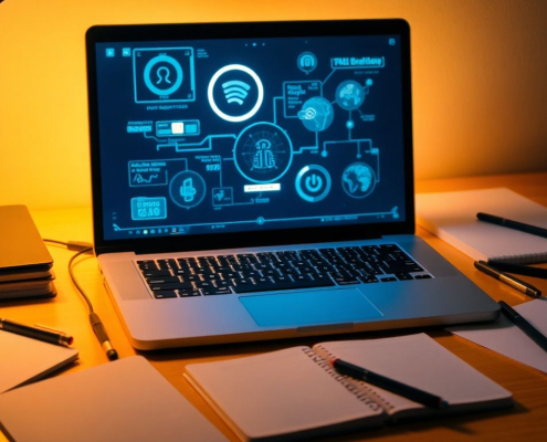 Student desk with AI homework tools on laptop.